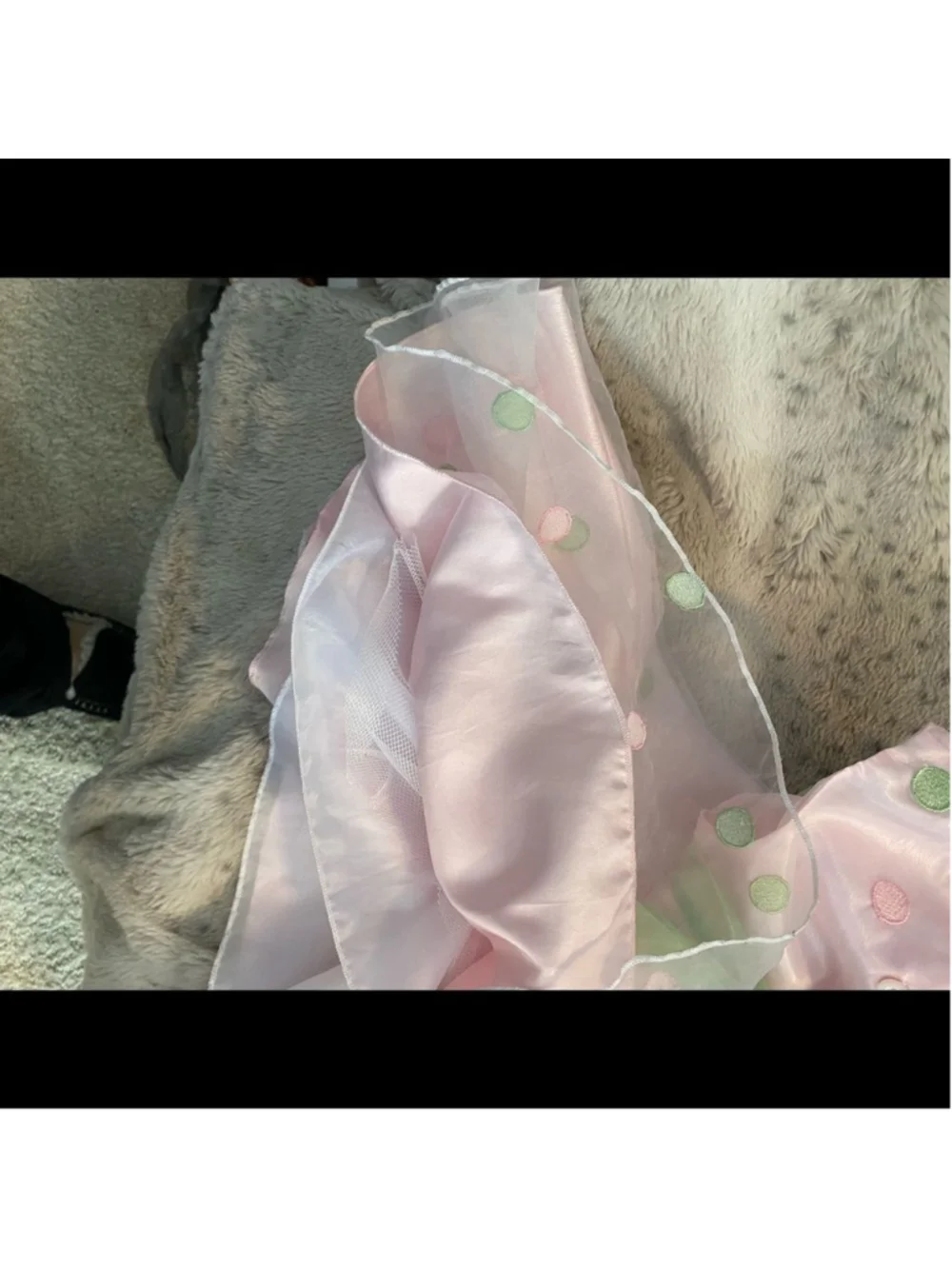Wonderkids Pink Polka Dot Organza Party Dress Green Bow Size 3T EUC